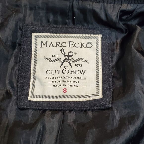 Marc Ecko Cut Sew Young Men's Black Peacoat Size Small - Picture 4 of 7